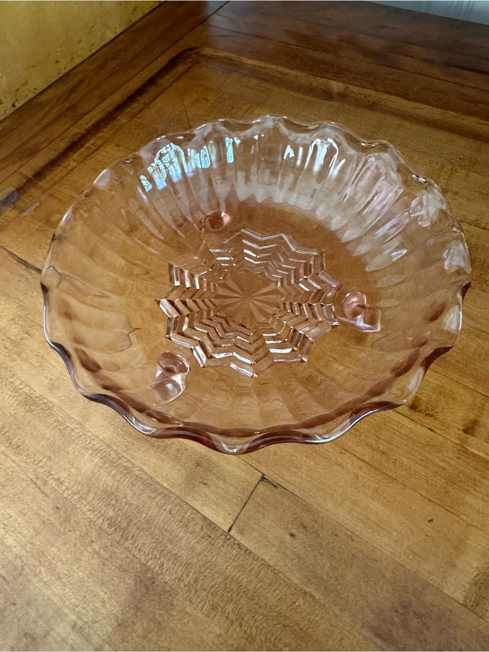 Anchor Hocking Ruffled Depression Glass Footed Bowl